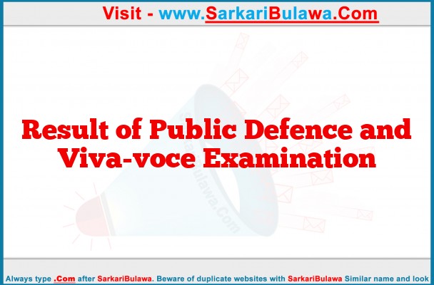 Result of Public Defence and Viva-voce Examination