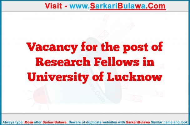 Vacancy for the post of Research Fellows in University of Lucknow