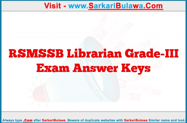 RSMSSB  Librarian Grade-III Exam Answer Keys