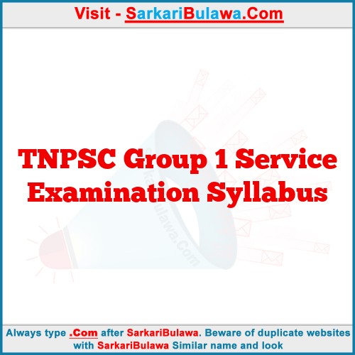 TNPSC Group 1 Service Examination Syllabus