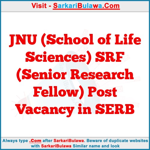 JNU (School of Life Sciences) SRF (Senior Research Fellow) Post Vacancy in SERB