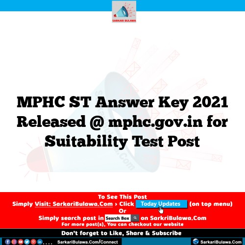 MPHC ST Answer Key 2021 Released @ mphc.gov.in for Suitability Test Post